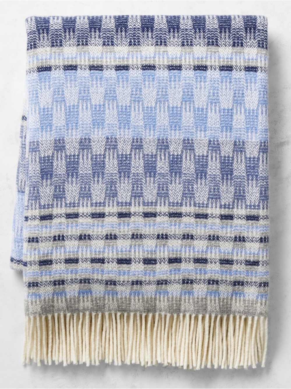 Williams Sonoma Home Checkered Stripe Jaquard Wool Throw